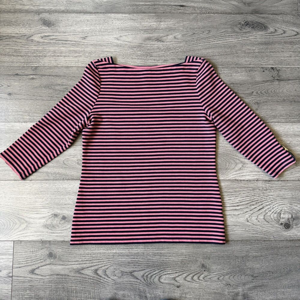 Talbots 3/4 sleeve Navy and Pink Blouse - Size‎ Petite Medium